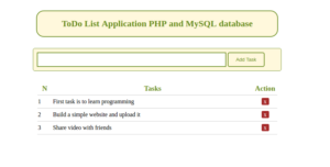 Aplicación de lista de tareas con PHP y base de datos MySQL