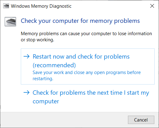 Comprobación de memoria cmd