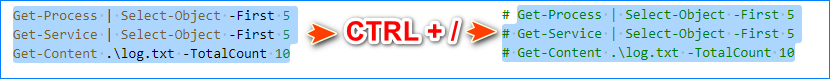 bloque de comentarios de powershell