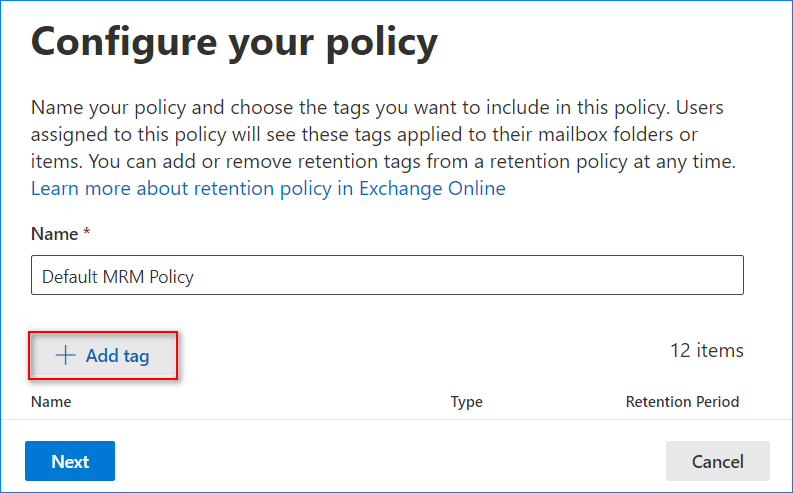 Política de retención predeterminada de o365