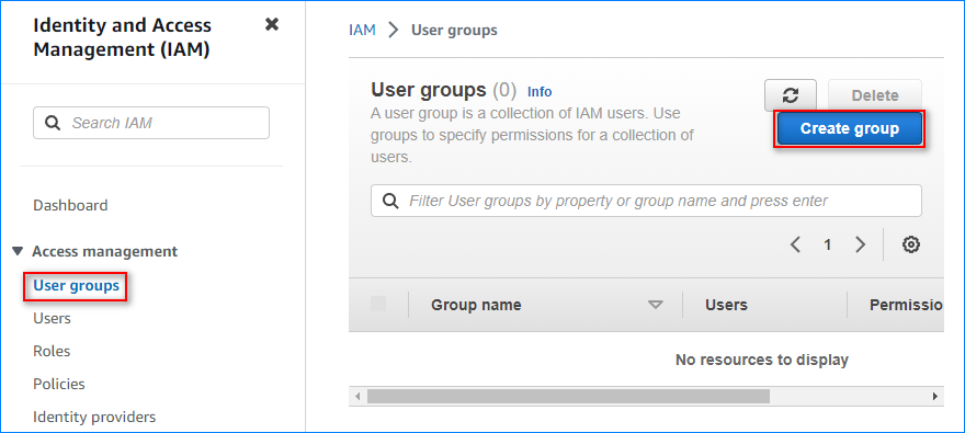 Crear grupo de usuarios de IAM aws s3