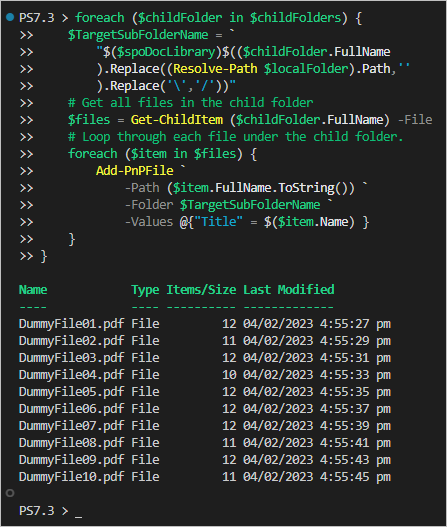 subir archivos a sharepoint online powershell