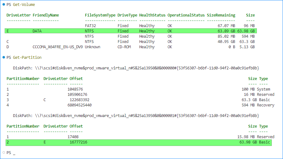 cambiar la letra de la unidad powershell