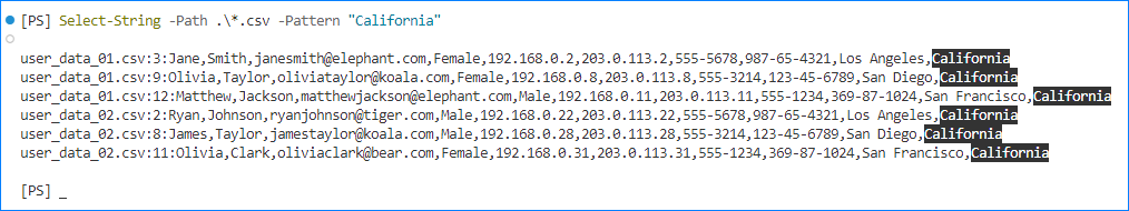 salida powershell grep