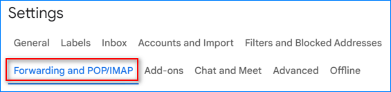 Perspectiva de la configuración pop de Gmail