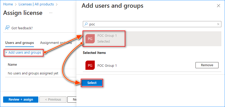 Office 365 asigna licencias a grupos de anuncios de Azure