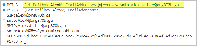 powershell añadir alias de correo electrónico