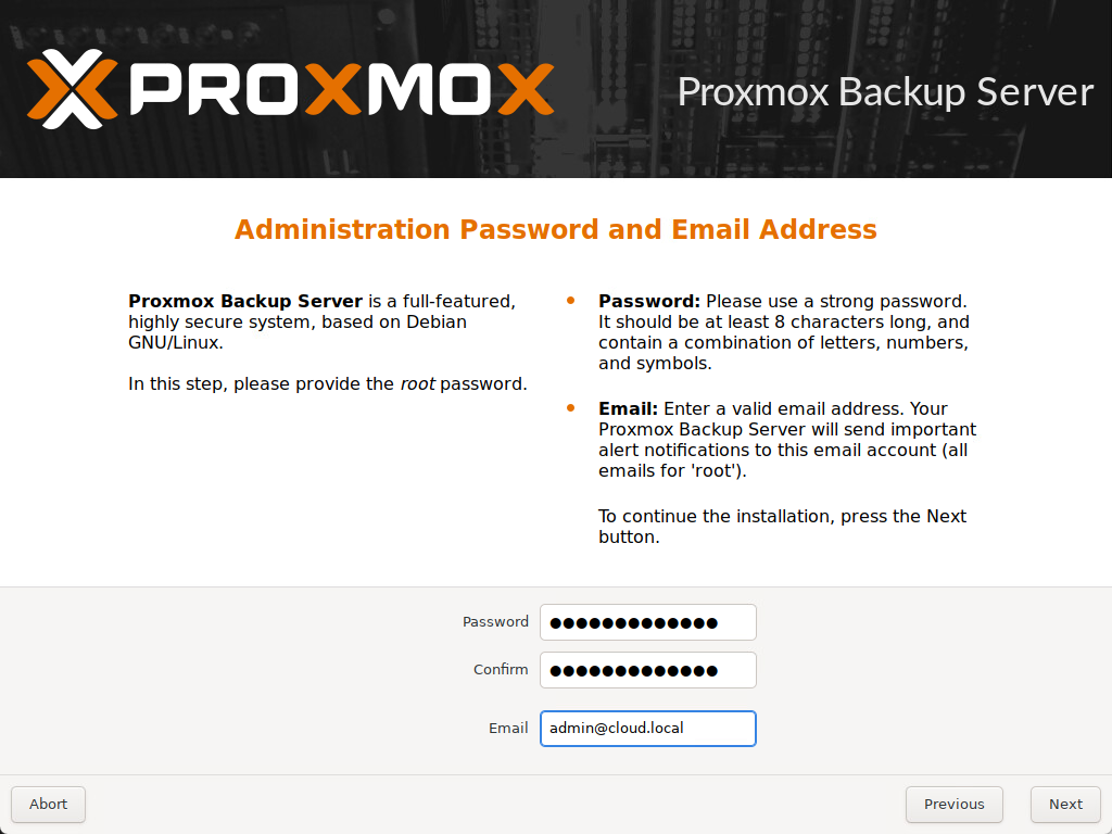 configurar el servidor de respaldo proxmox