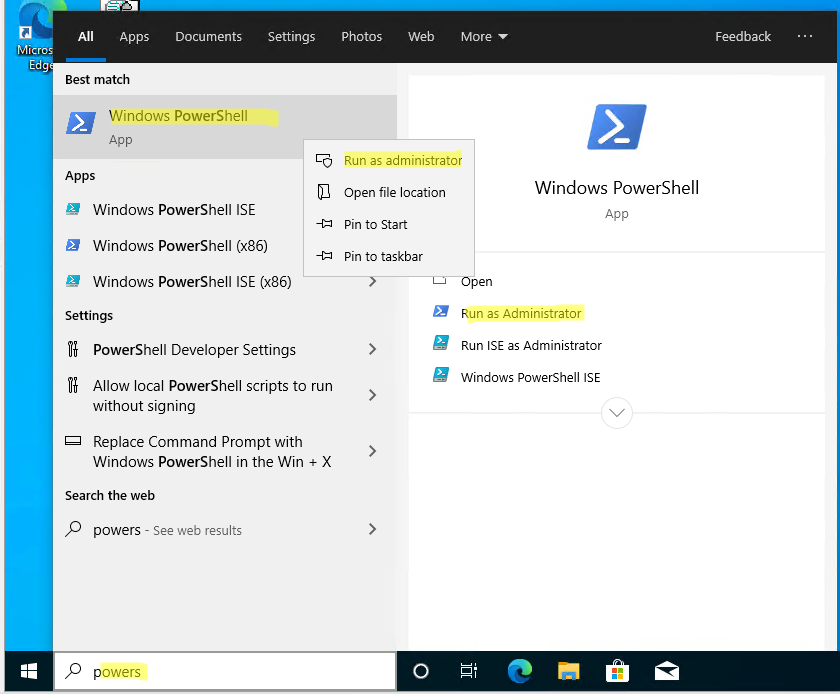 ejecutar el script de PowerShell como administrador