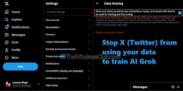 Stop X (Twitter) usando tu tren de datos Grok