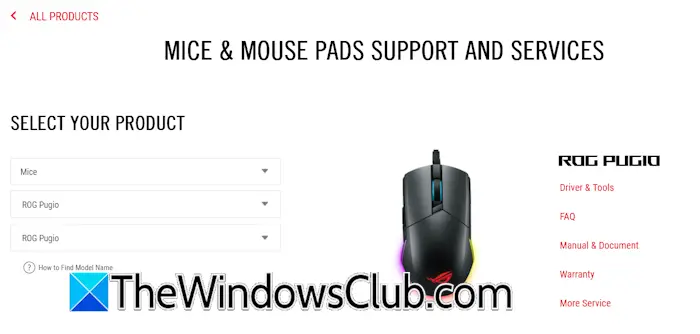 Explorar modelos de ratón ASUS