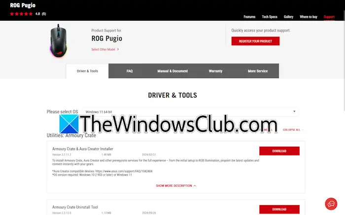 Descargar el controlador del ratón ASUS