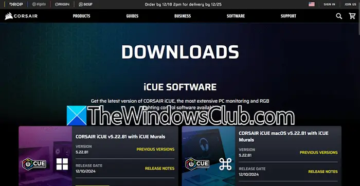 Descargar el software Corsair iCUE