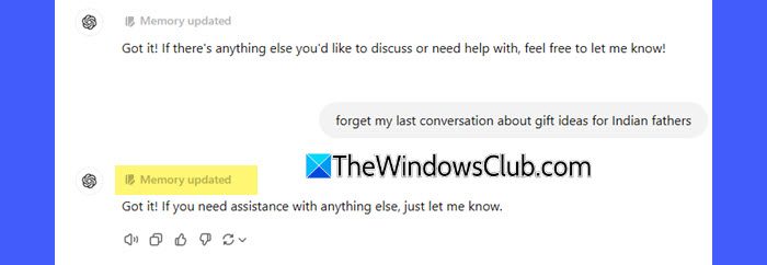 Notificación de memoria actualizada
