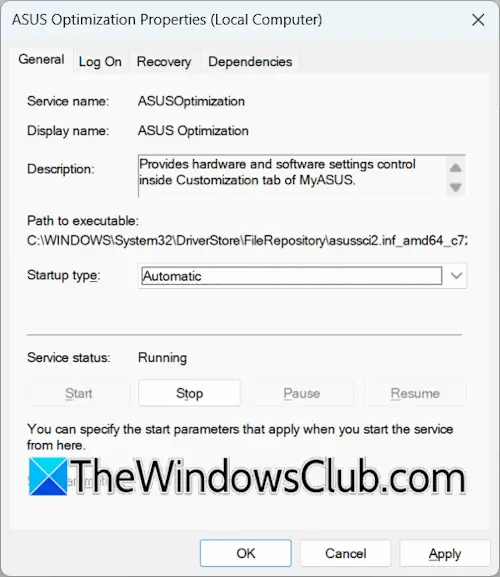 Servicio de optimización ASUS