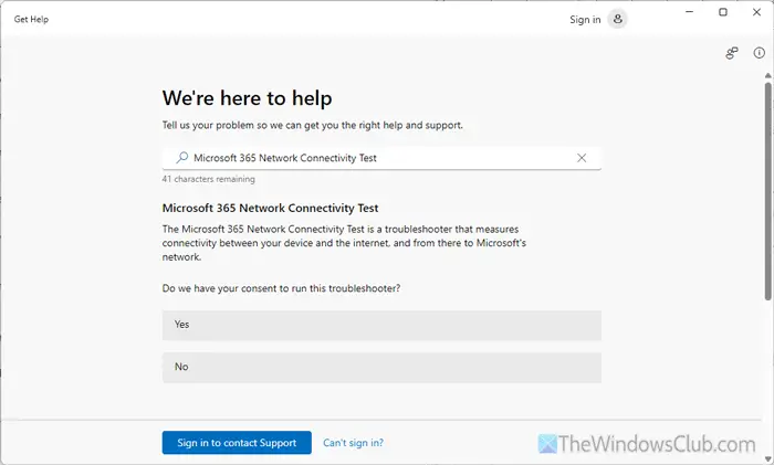 Use el solucionador de problemas de prueba de conectividad de red Microsoft 365