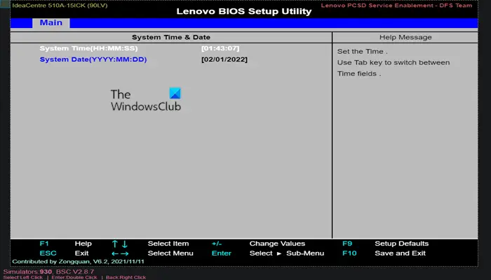 Cambiar fecha y hora en BIOS
