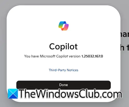 Ver versión de copiloto