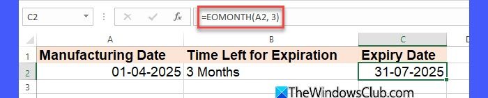 Use Eomonth para el vencimiento del fin de mes