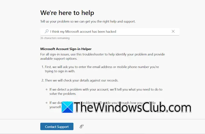 Recuperar la cuenta de Microsoft con Get Help