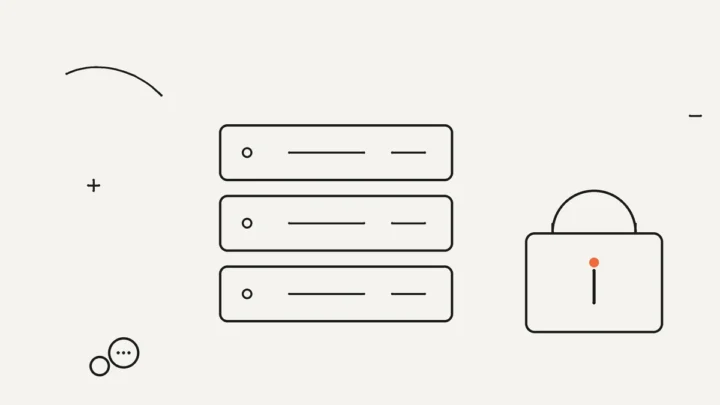 Ilustración lineal de un candado y un servidor que representan las políticas de contraseña de Active Directory