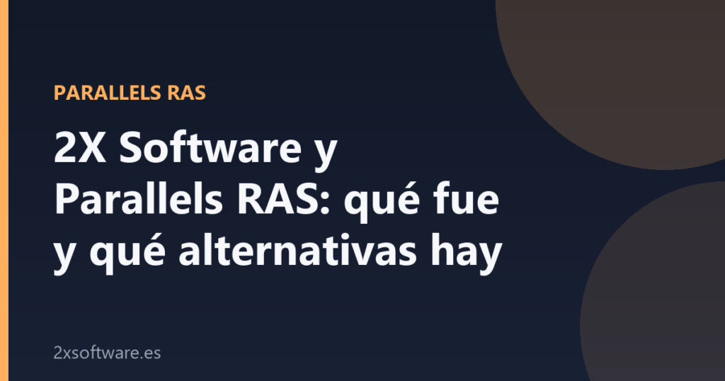 Portada del artículo sobre 2X Software y Parallels RAS, con el título sobre fondo azul marino y acento naranja