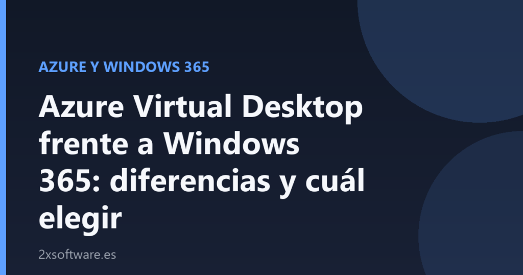 Portada de la comparación entre Azure Virtual Desktop y Windows 365, con el título sobre fondo azul marino y acento azul